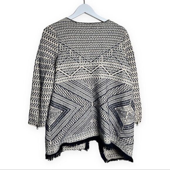 Lucky Brand- Women’s Fringe Open Front Cardigan Boho Aztec Print, Size Medium - Picture 8 of 12